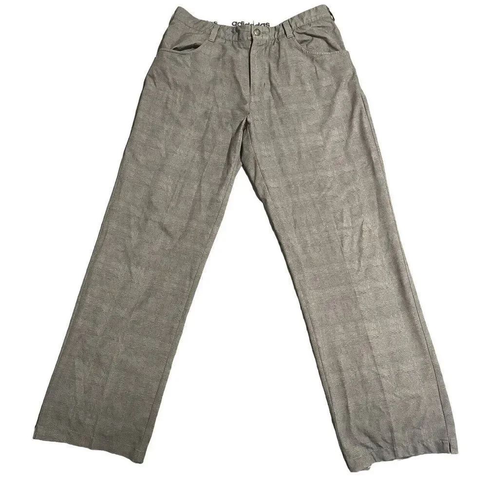 Adidas Mens Performance Golf Pants Gray Brown Logo 32x31